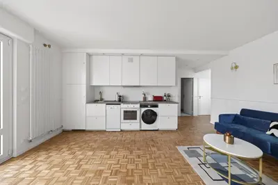 Cuisine ou kitchenette dans l'établissement T2 haut standing avec vue sur les toit Paris 13