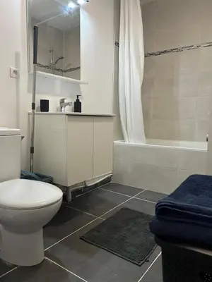 Salle de bains dans l'établissement New apartment HD video projector Home theater