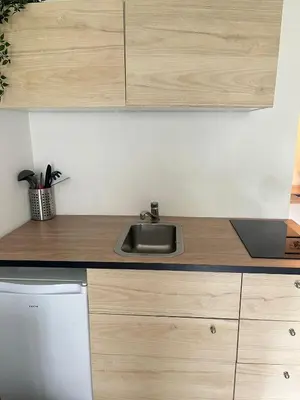 Cuisine ou kitchenette dans l'établissement Appartement familial RDC
