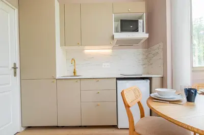 Cuisine ou kitchenette dans l'établissement Stylish 1-Bedroom Apartment with Air Conditioning in Paris 17th