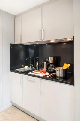 Cuisine ou kitchenette dans l'établissement Adagio Paris 19ème Cité de la Musique
