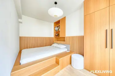 Un ou plusieurs lits dans un hébergement de l'établissement T2 Neuf & Design proche Montmartre