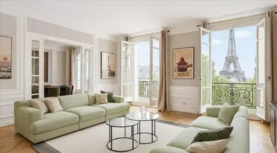 Coin salon dans l'établissement Superbe Appartements Tour Eiffel View Champs de Mars
