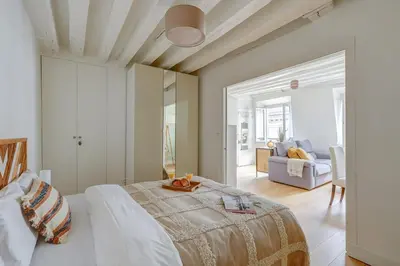 Un ou plusieurs lits dans un hébergement de l'établissement Serenty - 1BR - Pompidou & Central Paris