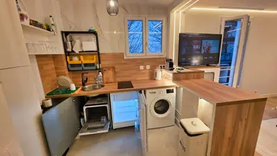 Cuisine ou kitchenette dans l'établissement Studio lumineux et calme, Place d'Italie, Paris