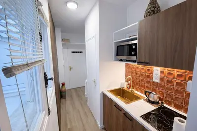 Cuisine ou kitchenette dans l'établissement Appartement coeur paris 16 avec terasse - 2P