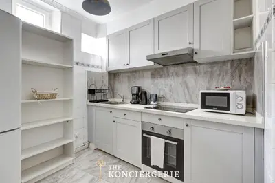 Cuisine ou kitchenette dans l'établissement Appartement avec 3 chambres dans le Marais