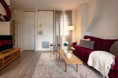 Coin salon dans l'établissement Cozy Studio near Latin Quarter