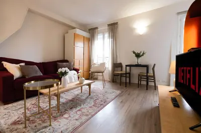 Coin salon dans l'établissement Cozy Studio near Latin Quarter