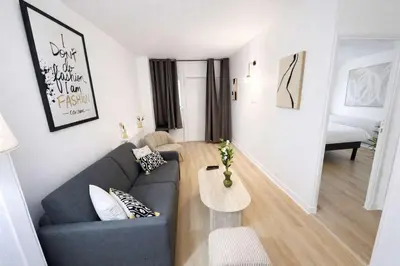 Un ou plusieurs lits dans un hébergement de l'établissement Appartement Paris 18eme Montmartre 6 personnes