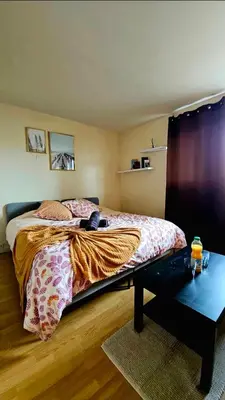 Un ou plusieurs lits dans un hébergement de l'établissement Studio Cosy a Paris Proche de la Tour Eiffel