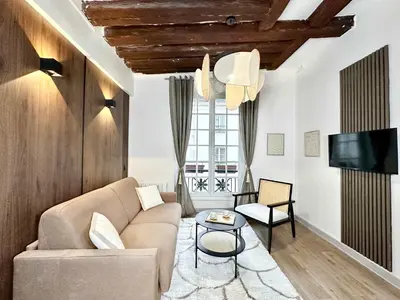 Coin salon dans l'établissement Notre-Dame - Deluxe studio for 4
