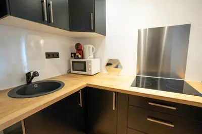 Cuisine ou kitchenette dans l'établissement Grand studio loft bien equipe a Paris 15 - 2P