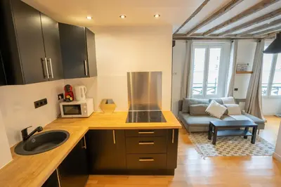 Cuisine ou kitchenette dans l'établissement Grand studio loft bien equipe a Paris 15 - 2P