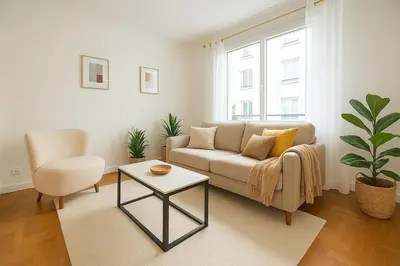 Coin salon dans l'établissement Prestigious Home near Champs Elysées