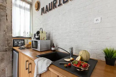 Cuisine ou kitchenette dans l'établissement Artisan Lofts courtyard Opéra