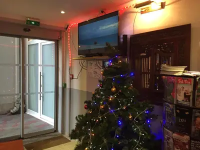 Télévision ou salle de divertissement dans l'établissement Hôtel Allety