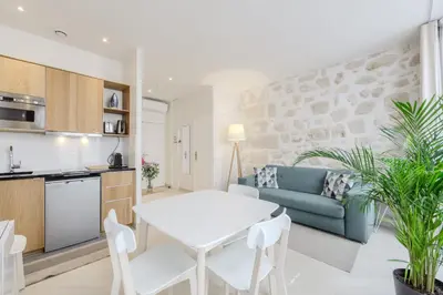 Cuisine ou kitchenette dans l'établissement Jardin Saint Honoré Apartments