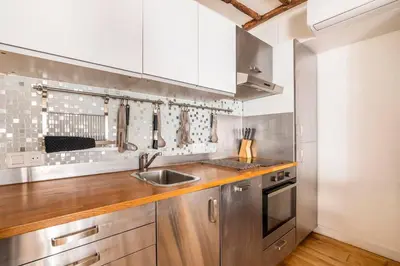 Cuisine ou kitchenette dans l'établissement Relais Cocorico 