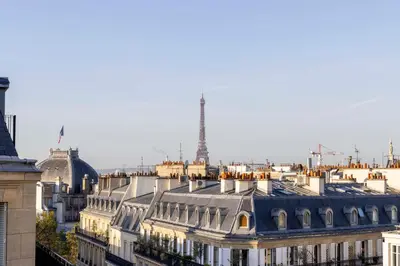 Vue générale sur Paris ou vue de la ville depuis l'hôtel