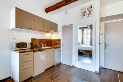 Cuisine ou kitchenette dans l'établissement Upper Class Suites - Rue Saint Honoré