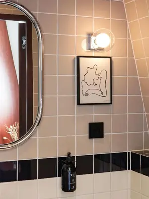 Salle de bains dans l'établissement Hôtel Marguerite