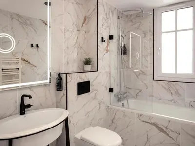 Salle de bains dans l'établissement Solly Hôtel Paris