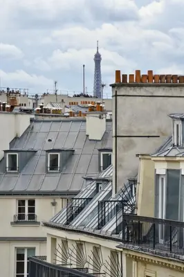 Vue générale sur Paris ou vue de la ville depuis l'hôtel