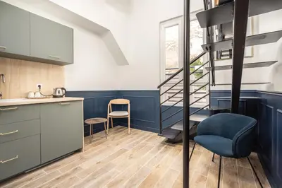 Cuisine ou kitchenette dans l'établissement District Nation