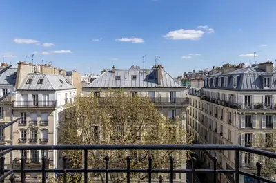 Vue générale sur Paris ou vue de la ville depuis l'hôtel