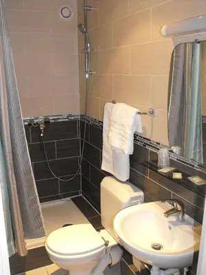 Salle de bains dans l'établissement Hôtel De La Perdrix Rouge