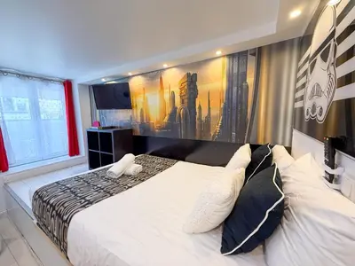 Un ou plusieurs lits dans un hébergement de l'établissement UrbanFlat 41 - Disneyland in Paris - Montorgueil