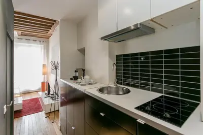 Cuisine ou kitchenette dans l'établissement Le Marais Place Sainte Catherine With AC
