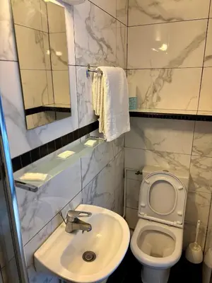 Salle de bains dans l'établissement Hôtel Des Fontaines