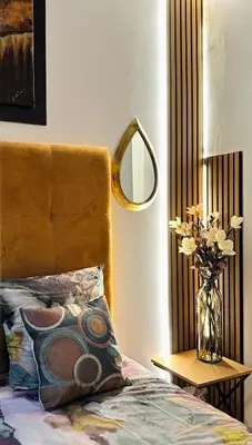 Un ou plusieurs lits dans un hébergement de l'établissement Studio design & comfortable accommodation short breaks