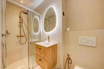 Salle de bains dans l'établissement Hôtel Marie