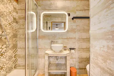 Salle de bains dans l'établissement Hôtel Marie