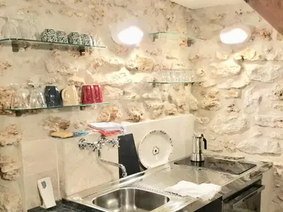 Cuisine ou kitchenette dans l'établissement Cluny La Sorbonne Paris centre 2 chambres