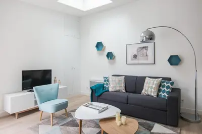 Coin salon dans l'établissement Le Scandinave, F3 avec terrasse, Villa Saint Charles