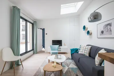 Coin salon dans l'établissement Le Scandinave, F3 avec terrasse, Villa Saint Charles