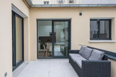 Coin salon dans l'établissement Le Scandinave, F3 avec terrasse, Villa Saint Charles