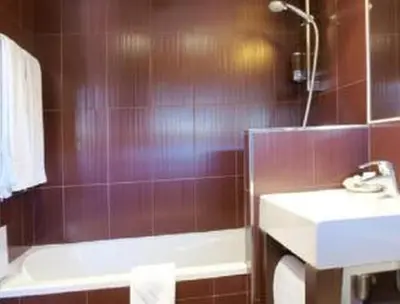 Salle de bains dans l'établissement Hôtel Du Leman