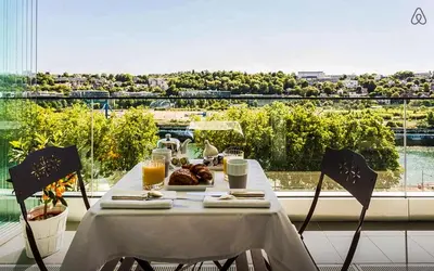 Balcon ou terrasse dans l'établissement Vue sur Seine Musicale
