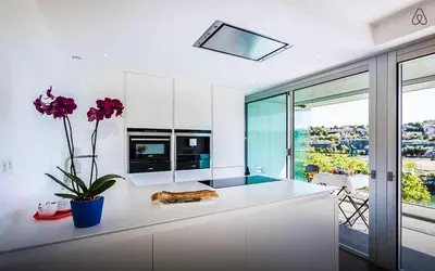 Cuisine ou kitchenette dans l'établissement Vue sur Seine Musicale