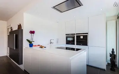 Cuisine ou kitchenette dans l'établissement Vue sur Seine Musicale