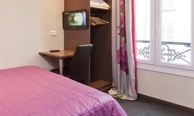 Télévision ou salle de divertissement dans l'établissement Hôtel Montsouris Orléans