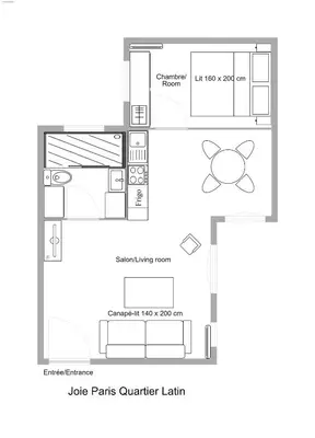 Plan de l'établissement Appt calme & calme au cœur du Quartier Latin