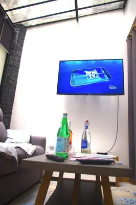 Télévision ou salle de divertissement dans l'établissement Le Poissonnière