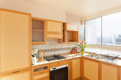 Cuisine ou kitchenette dans l'établissement Appartement le Méridien