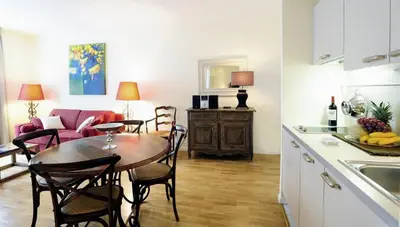 Cuisine ou kitchenette dans l'établissement Appartements Caumartin 64
